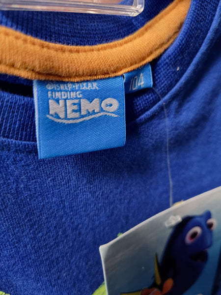 НАситено синя тениска с щампа NEMO с ЕТИКЕТ Disney/104см/3-4г