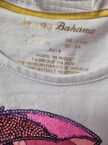 Бяла тениска с лъскава русалка Jommy Bahama/104см/3-4г